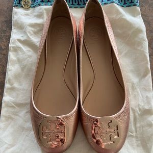 FREE SHIPPING- limited time- EUC Tory Burch ballerinas, size 11, gold